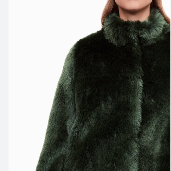 Aritzia Babaton Faux Fur Fritz Coat Jacket Emerald Green Size XXS - Picture 2 of 14